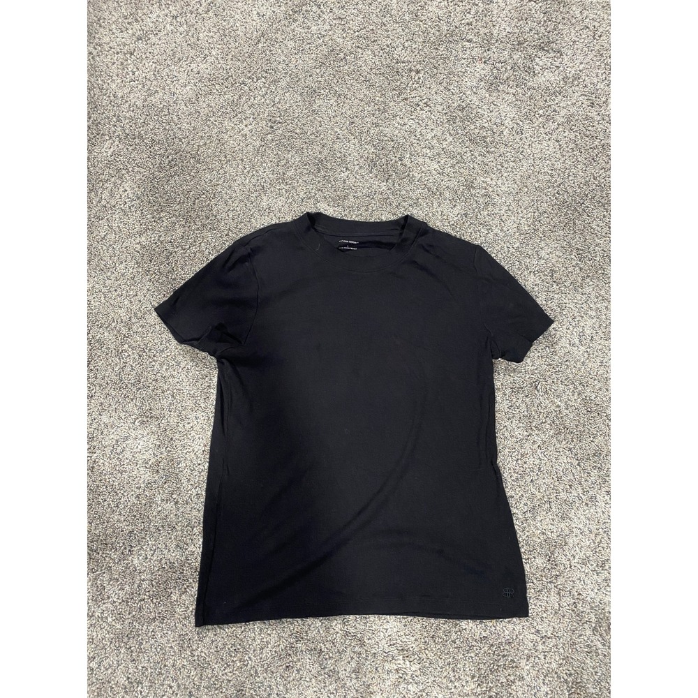 Banana Republic T-Shirt Ribbed Knit Short Sleeve Crew Neck Black Large